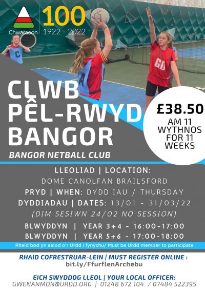 Clwb Pel Rwyd Bangor - Ionawr 2022
